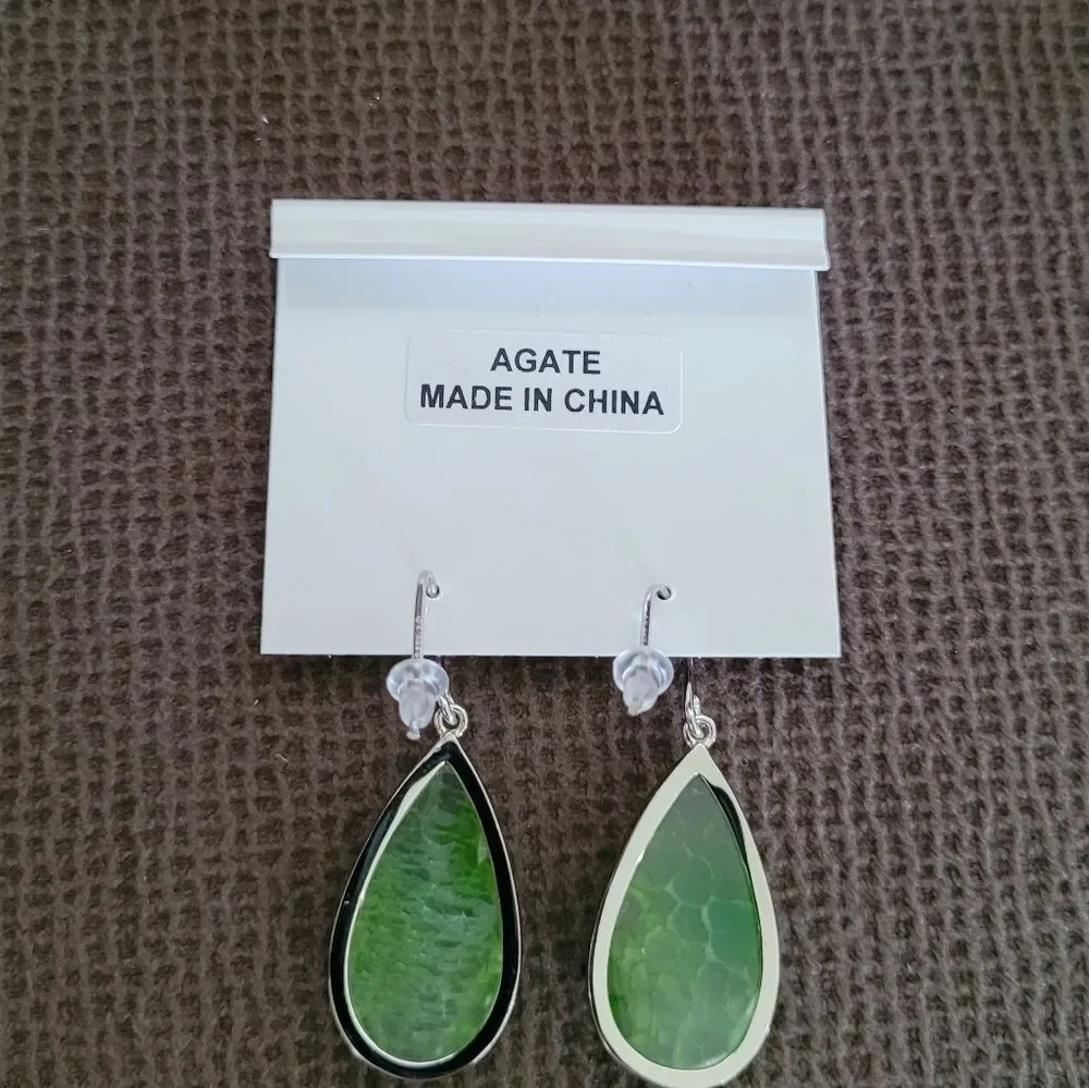 Iris & Lily Moss Green💚 Agate Earrings